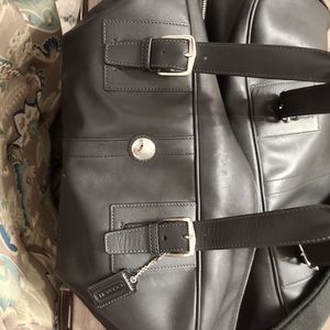 Men's overnight leather oach bag , blk